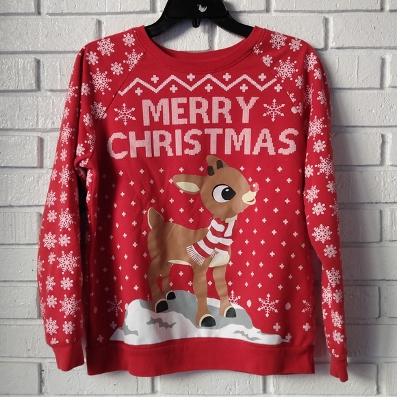 Rudolph Christmas Sweatshirt Women's Medium(Jrs) - Picture 1 of 3
